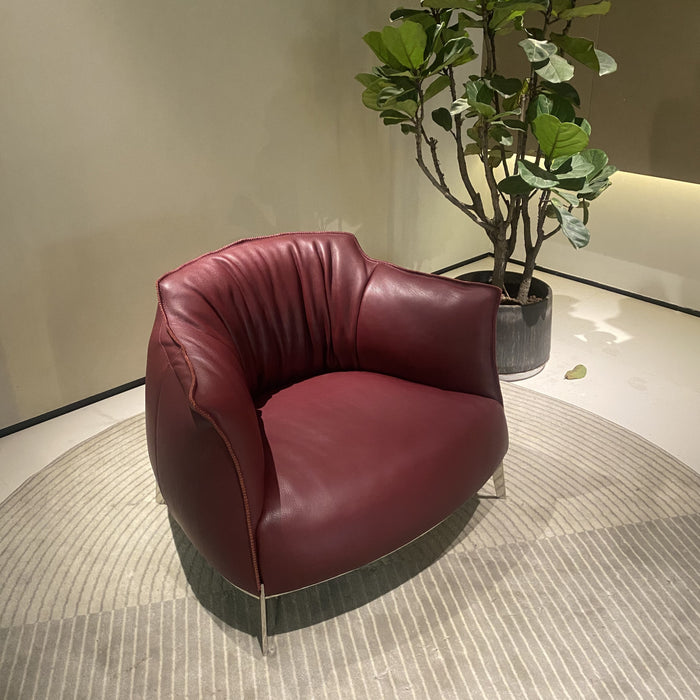 Italian Minimalist Leather Armchair