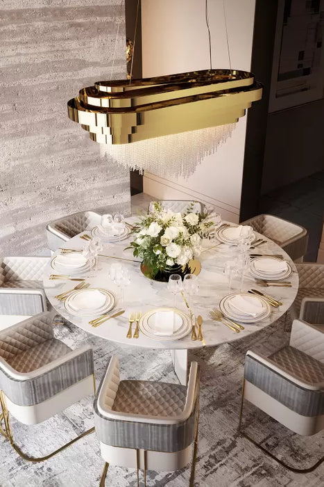 Luxury 9-Light Rectangle Kitchen Island/Dining Room Crystal Chandelier