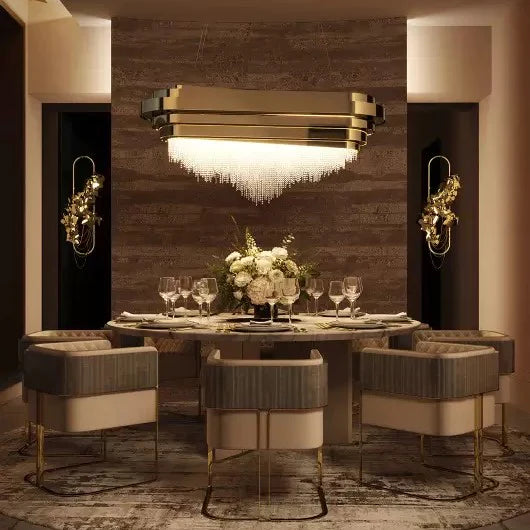 Luxury 9-Light Rectangle Kitchen Island/Dining Room Crystal Chandelier