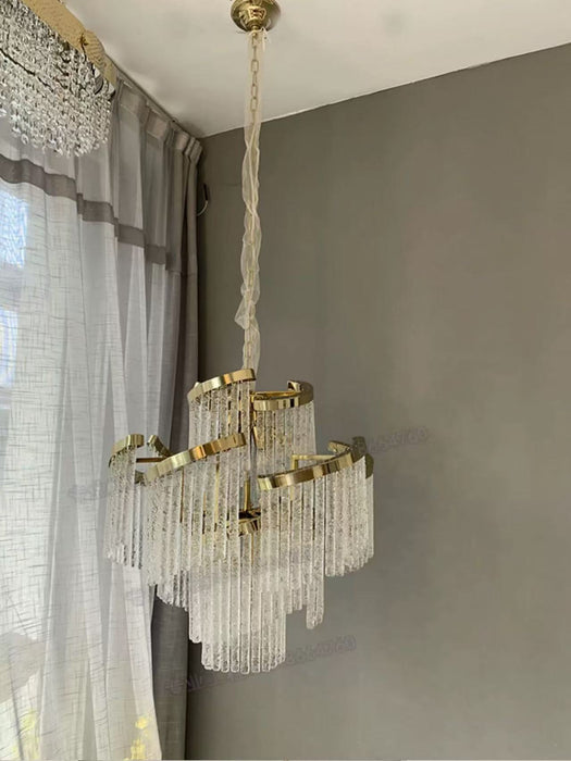 Lampadario in vetro a spirale a più livelli creativo leggero di lusso modello di design per soggiorno / camera da letto / foyer