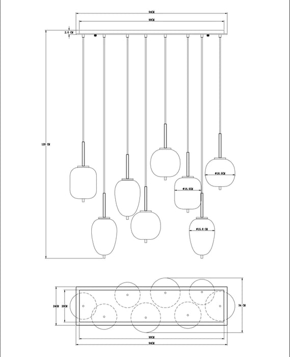 Modern Smoky Gray Glass Chandelier for Dining Room/Kitchen Island