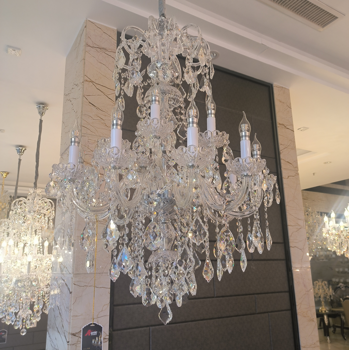 Lampadario classico di lusso in cristallo trasparente per foyer/scala/ingresso/corridoio