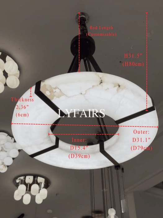 Candelabro moderno redondo de alabastro para techos bajos