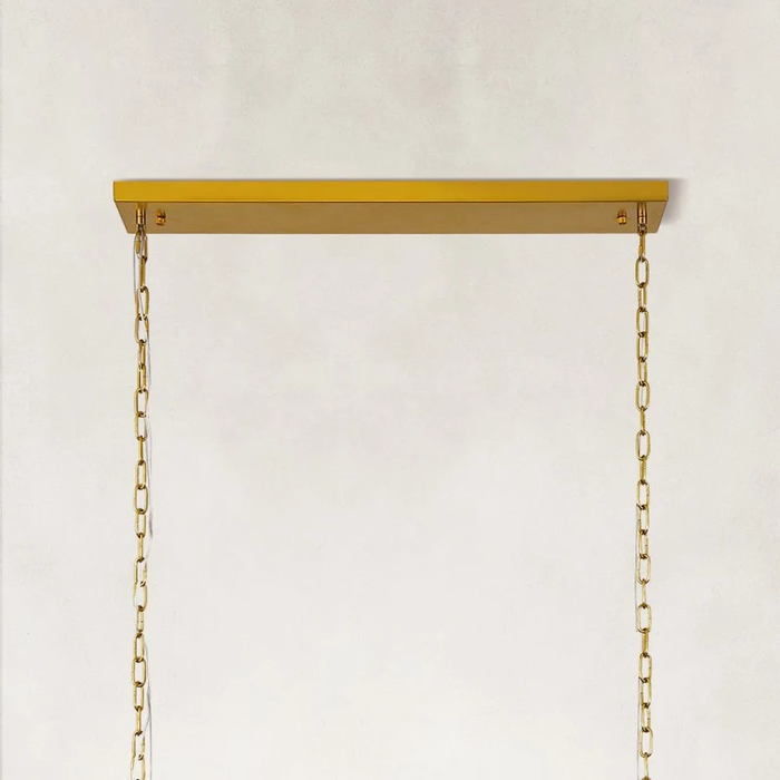 Modern Organic Enclosed Linear Alabaster Chandelier