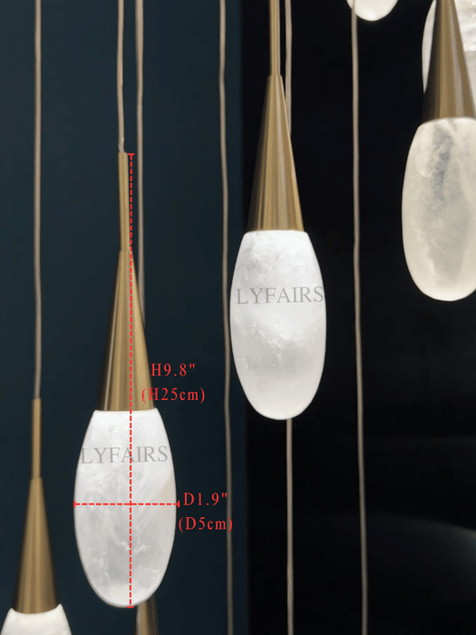 Modern Cluster Spiral Teardrop Natural Crystal Staircase Chandelier