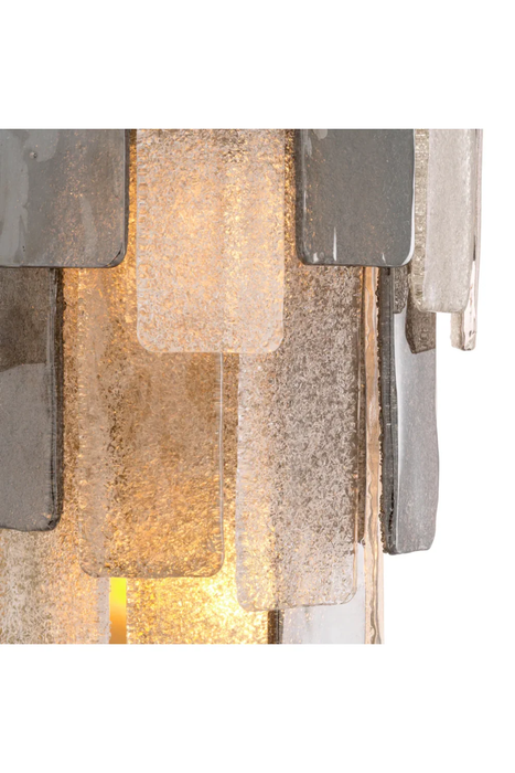 Art Deco Fragmented Textured Glass Panel Wall Sconce