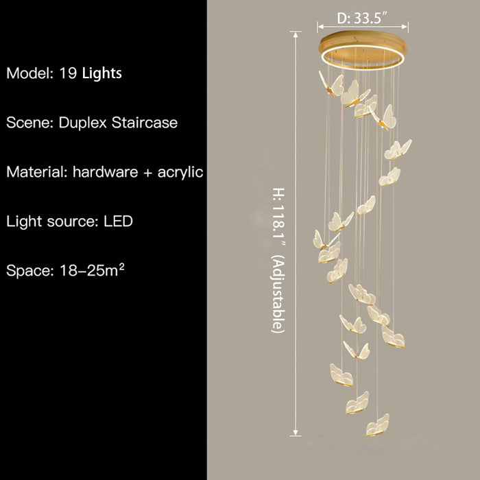 Nordic Butterfly Chandelier Luxury Foyer Staircase Ceiling Light For Living / Dining Room