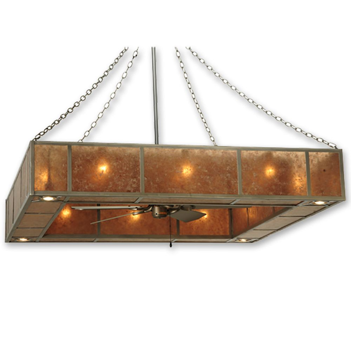 Rustic Square Frame Mica Chandelier Fan Light