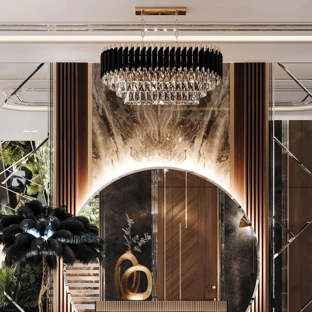 Modern Luxury Multi-Tier Oval/Round Crystal Tiered Chandelier