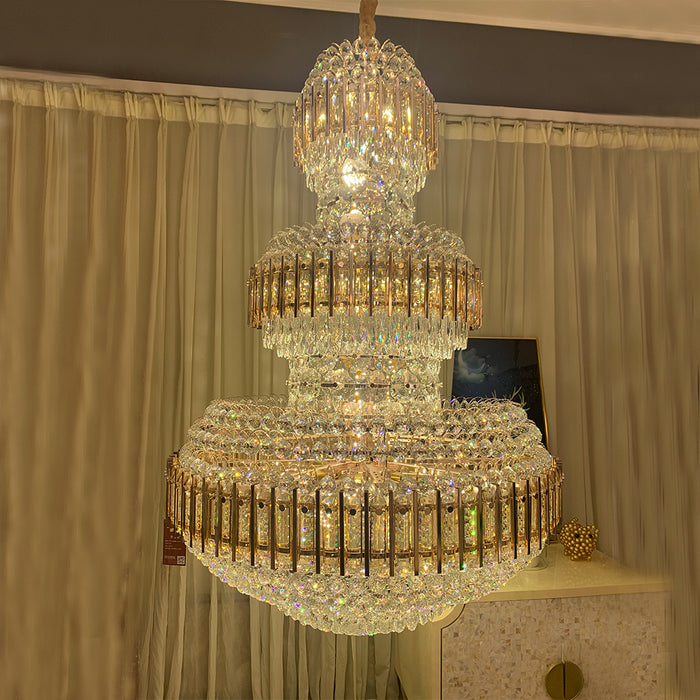 Extra Large Luxury 3-layers Crystal Chandelier For Large Foyer/Hallway/Entryway/Staircase