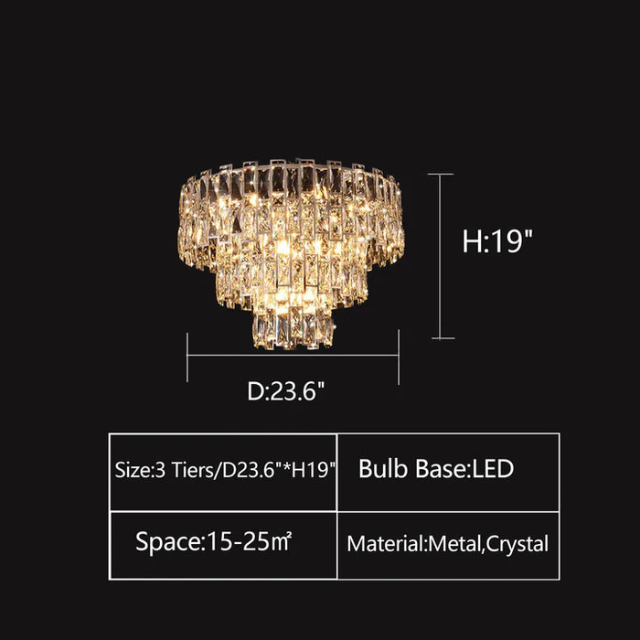 Multi-tiered Crystal Flake Chandelier for Bedroom/Living Room/Dining Room