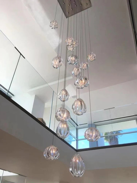 Lampadario di cristallo a sospensione in vetro soffiato a mano in stile nordico moderno per sala da pranzo/soggiorno/tromba delle scale