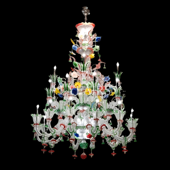 Artisan Multi-Layer Vibrant Handcrafted Botanical Branch Crystal Chandelier