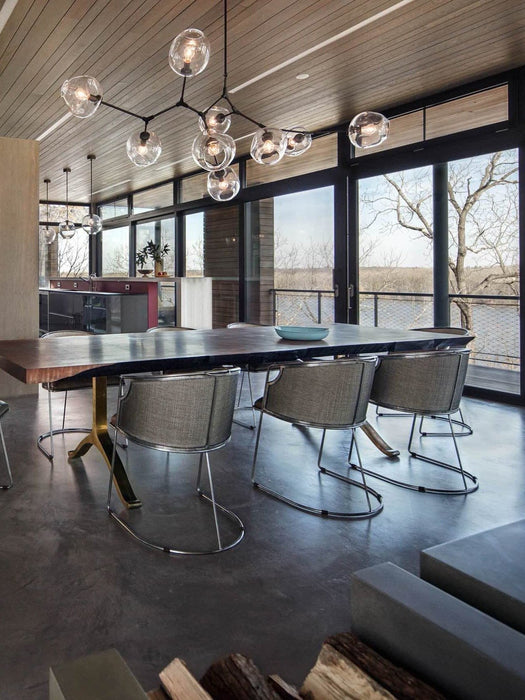 Lampadario moderno Sputnik in vetro grigio fumé/ambra per isola cucina/sala da pranzo