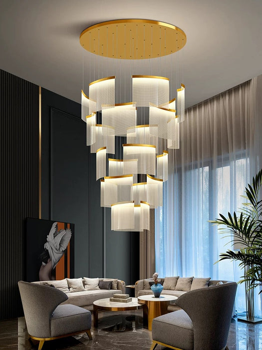 Modern Luxe Translucent Tiered Acrylic Chandelier for High Ceilings