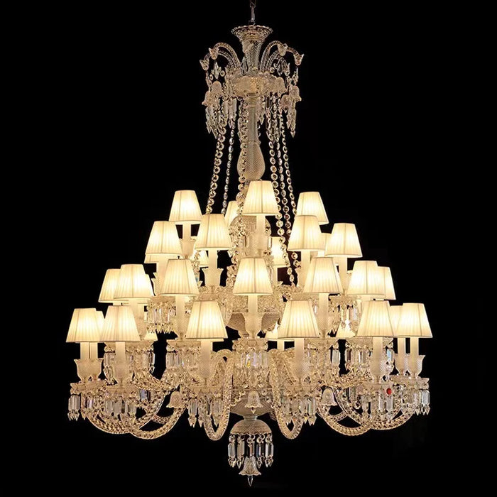 Large Light Luxury Classic Tiered Crystal Candle shaded Chandelier for High-ceiling Rooms/Living Room