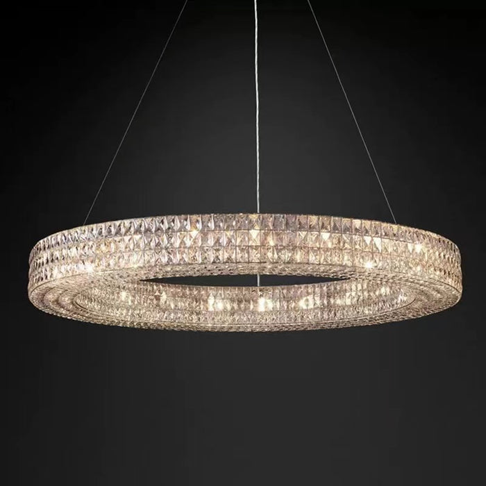 Stunning Oversized Modern Ring Pendant Light/Round Crystal Chandelier for Living/Dining Room/Bedroom