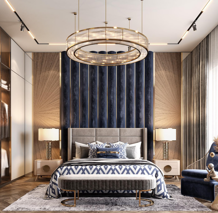 Modern Round Drum Dimmable Chandelier for Living Room/Bedroom