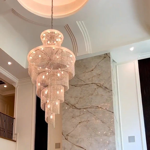 Extra Large Spiral Crystal Chandelier for Staircase/Foyer/Living room