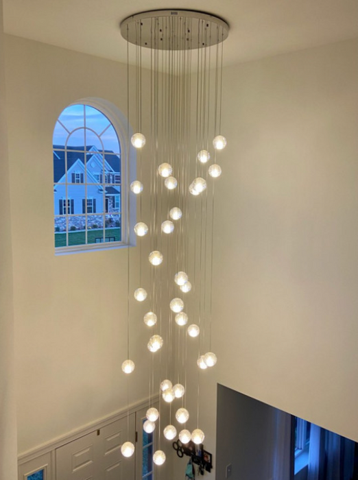 Oversized Nordic Art Round Air Bubbles Pendant Chandelier for Stairs/Spiral Staircase/Hotel Lobby