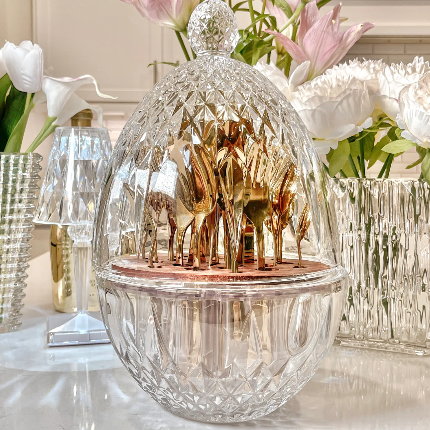 Royal Luxurious EggShaped Crystal Cutlery&Utensil Holder — Lyfairs