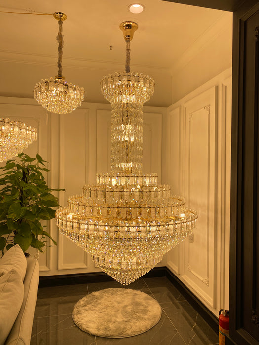 Lampadario di cristallo a più livelli extra large di lusso per scale/atrio/soggiorno