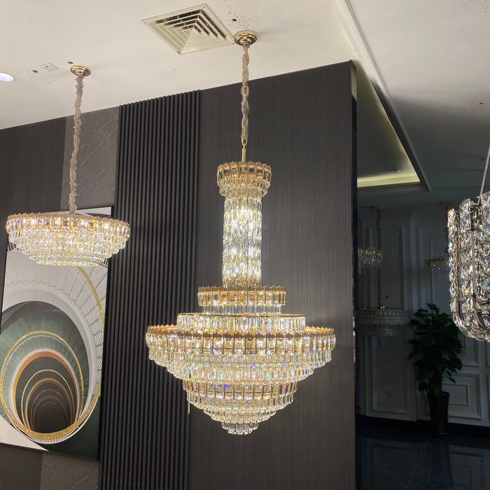 Luxury Multi-tiered Extra Large Crystal Chandelier For High Ceiling Living Room/Foyer/Lobby