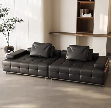 Luxury Leather Straight Sectional Sofa for Villa