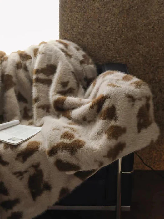 Fluffy Leopard Print Blanket for Bed/Sofa
