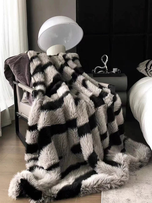 Fluffy Zebra Print Blanket for Bed/Sofa