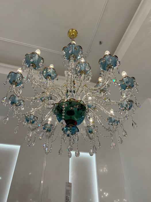 Lampadario di design francese romantico in cristallo blu, lampadario di arte moderna con ramo di candela per camera da letto/soggiorno/sala da pranzo