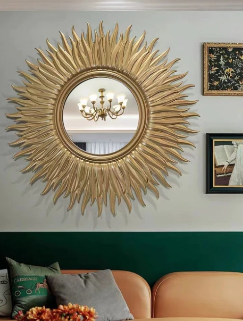 Gold Sunburst Wall Decor Mirror Light