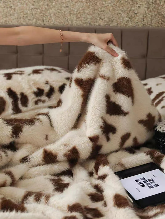 Manta mullida con estampado de leopardo para cama/sofá 