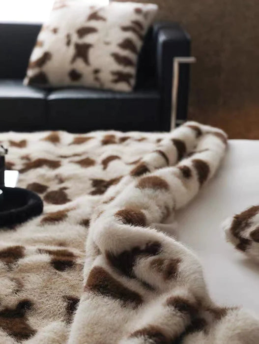 Manta mullida con estampado de leopardo para cama/sofá 
