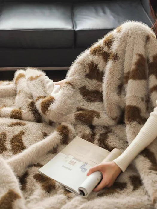 Fluffy Leopard Print Blanket for Bed/Sofa