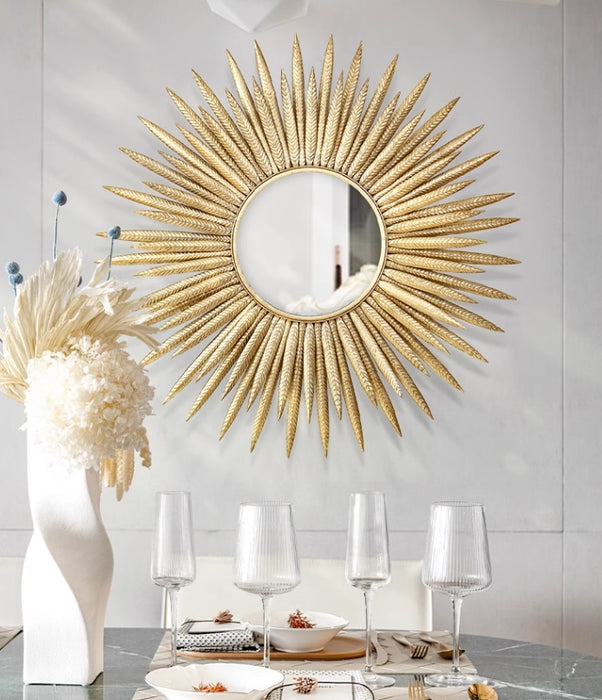 Sunburst Rustic Gold Wall Decor Mirror