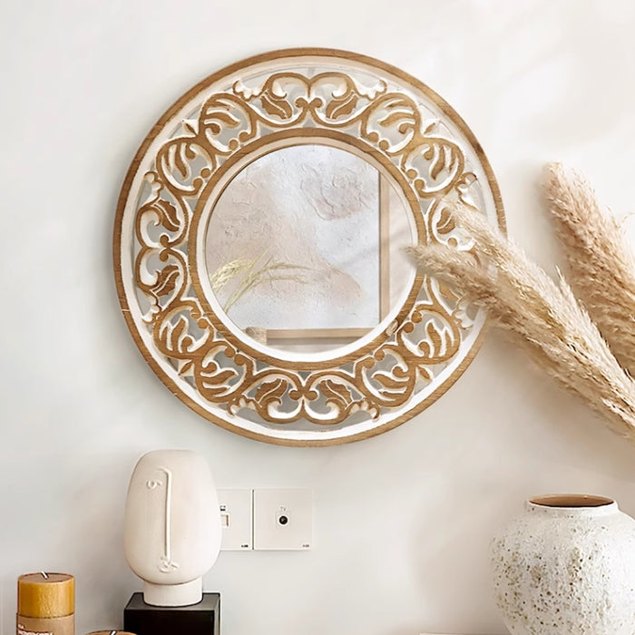 Country Style Wood Carving Wall Decor Mirror