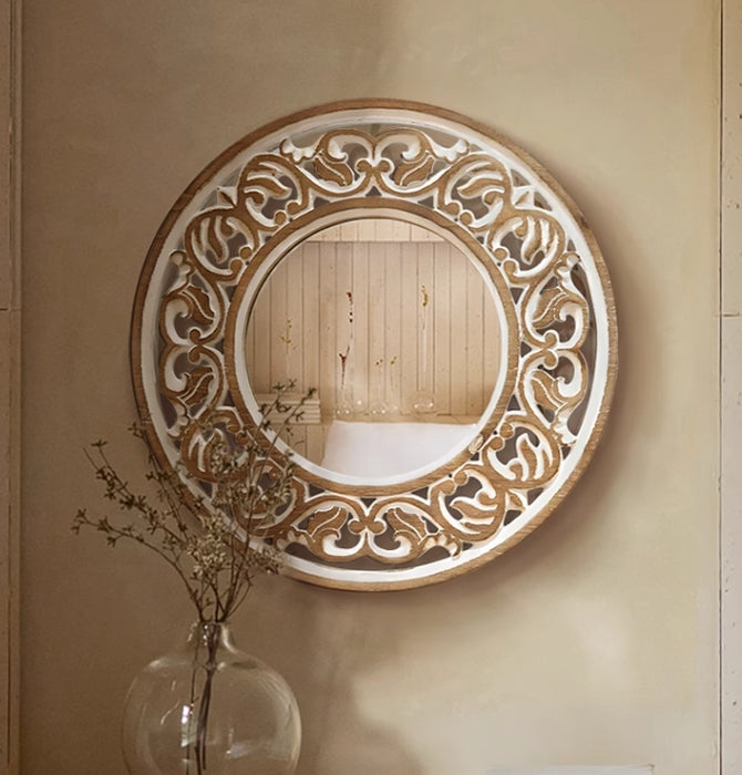 Country Style Wood Carving Wall Decor Mirror