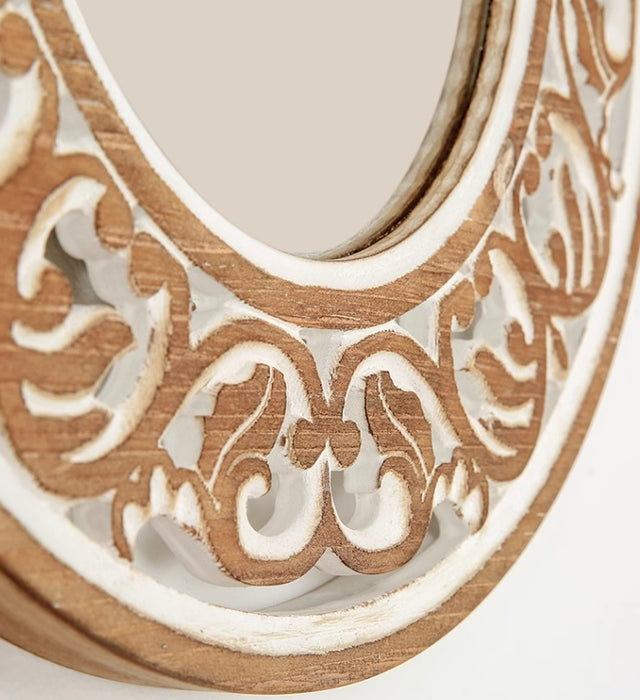 Espejo de decoración de pared tallado en madera estilo campestre