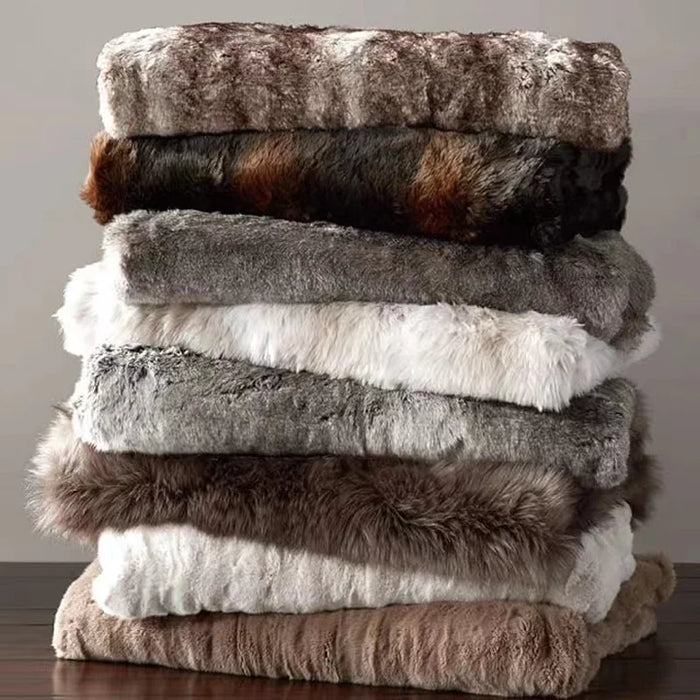 Fluffy Artificial Fur Blanket for Bed/Sofa
