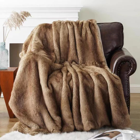 Fluffy Artificial Fur Blanket for Bed/Sofa