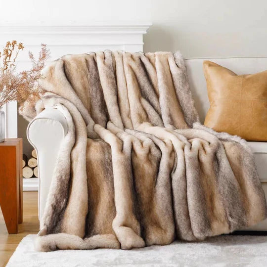 Manta mullida de piel artificial para cama/sofá 
