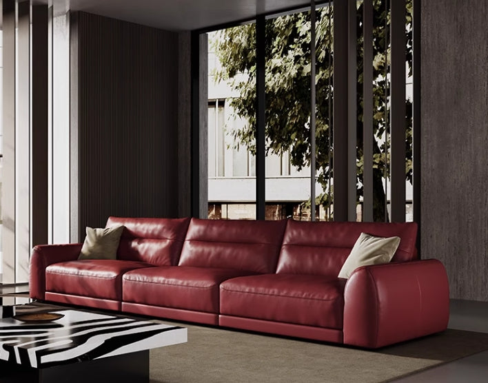 Straight Back Modular Leather Sofa