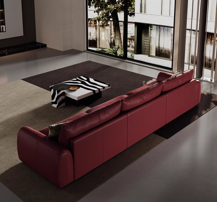 Straight Back Modular Leather Sofa