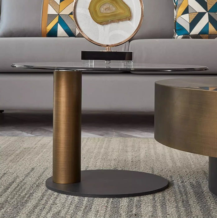 Minimalist Round Stainless Steel and Glass Coffee Table