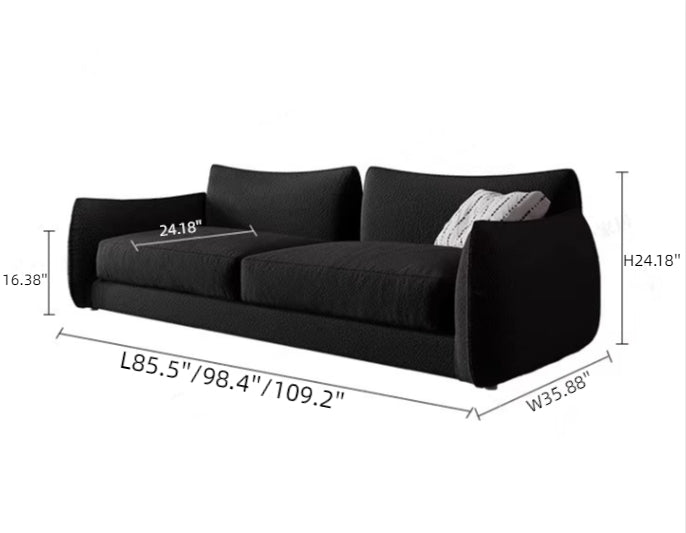Minimalism Retro Black Fabric 2-Seater Sofa Small Space