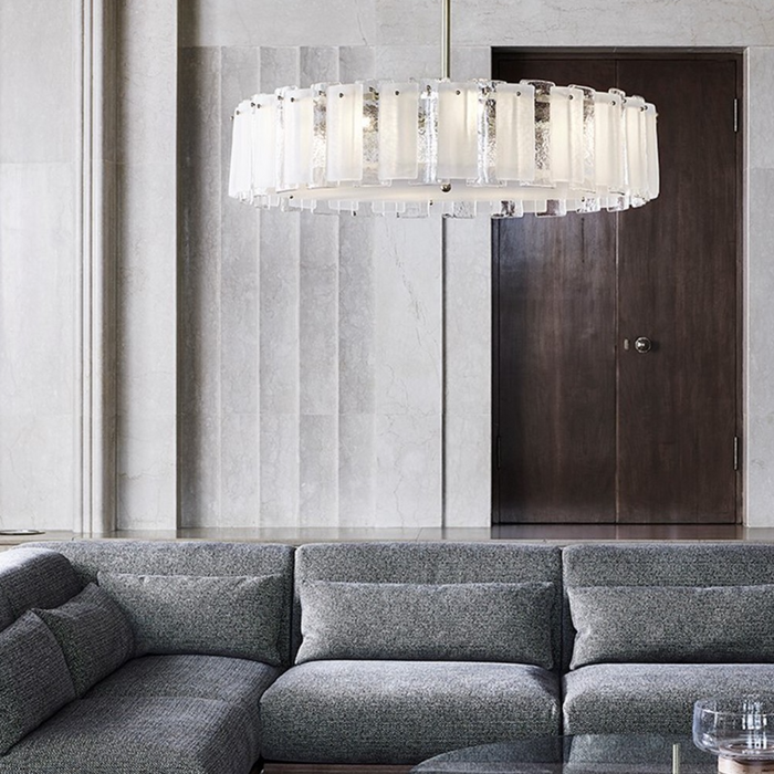 Modern Light Luxury Glacier Glass Chandelier for Living Room/Bedroom/Dining Room