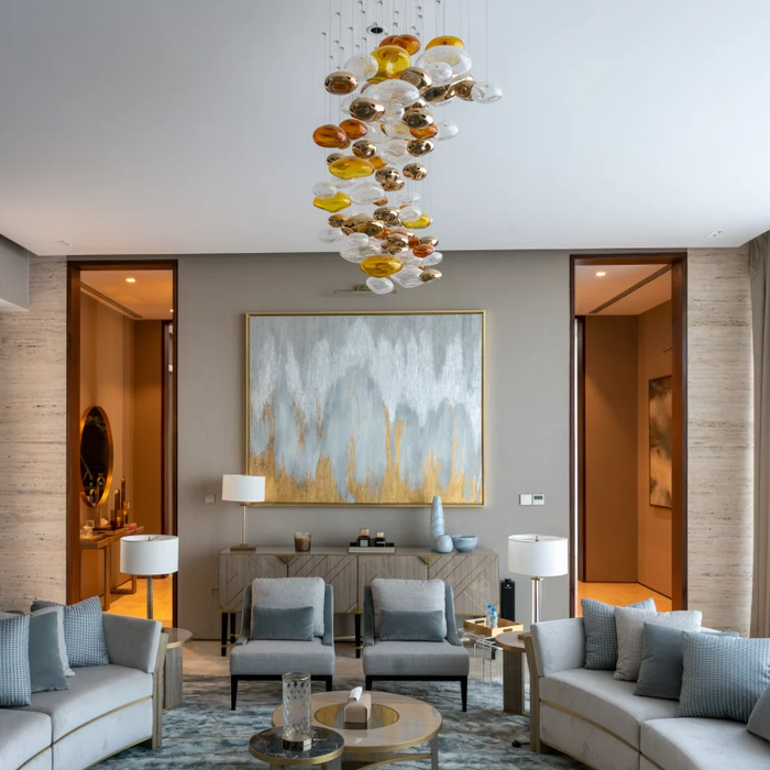 Light Luxury Colorful Glass Floating Chandelier for Living Room