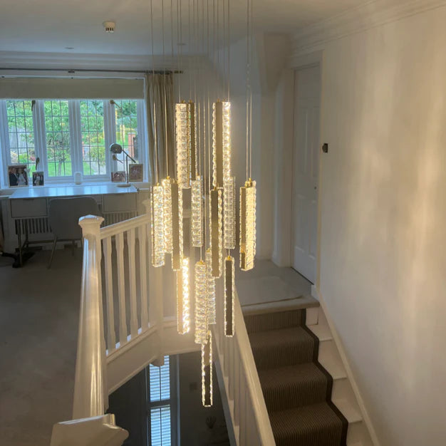 Lámpara de techo de cristal en espiral moderna Extra grande, decoración para escalera/sala de estar de techo alto/vestíbulo del Hotel/pasillo