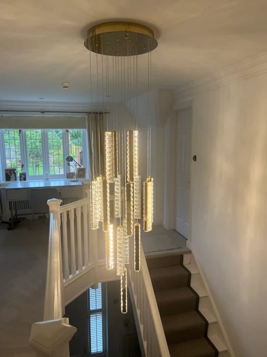 Lámpara de techo de cristal en espiral moderna Extra grande, decoración para escalera/sala de estar de techo alto/vestíbulo del Hotel/pasillo